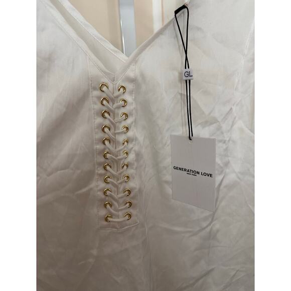 NEW NWT Generation Love Bensi Lace Up Tank White size Small - Picture 3 of 6